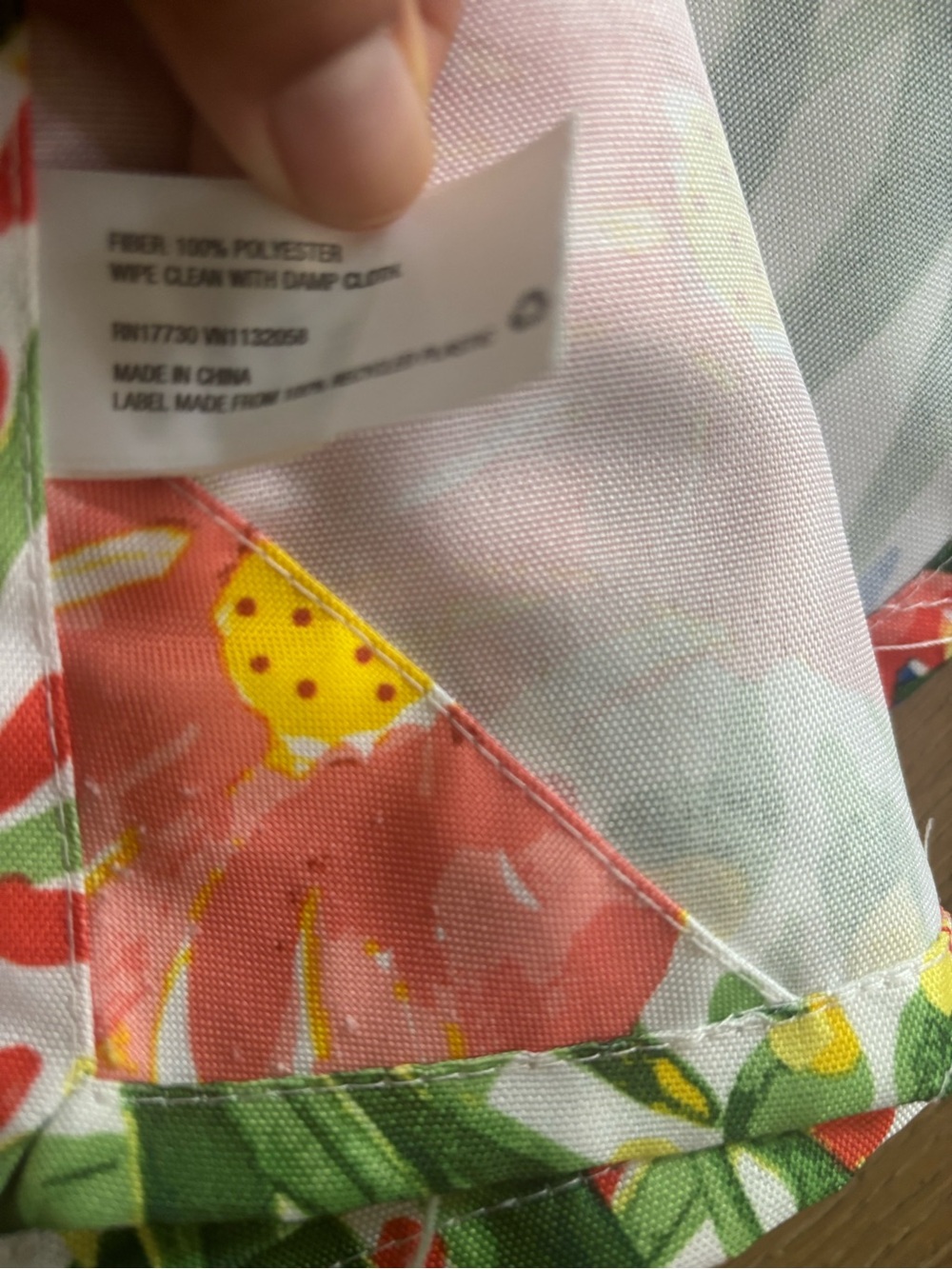 Floral Tropical Print outdoor tablecloth- Green & Coral - Picture 4 of 4